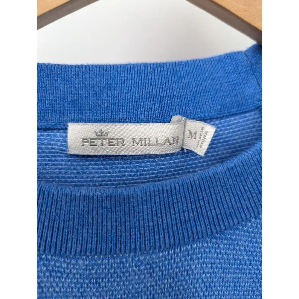 Peter Millar Sweater Medium Blue Pinecone Logo Pima Cotton Silk Cashmere Blend